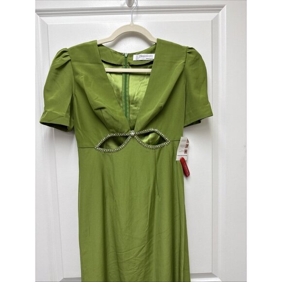 New Mac Duggal Size 0 Green 2630 Embellished Cut Out Gown Dress Prom Cocktail - Picture 5 of 11